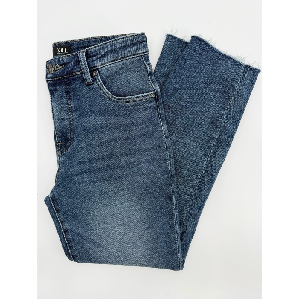 KUT from the Kloth Reese Fab Ab High Rise Ankle Straight Leg Jeans Blue Size 6
